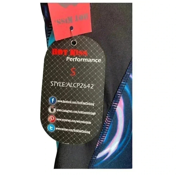 Hot Kiss NWT Leggings Size Small Leopard Animal Print Neon Blue Performance - Picture 3 of 11